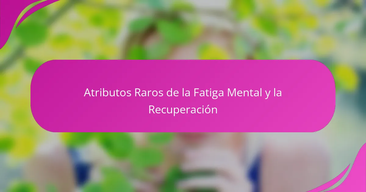 Atributos Raros de la Fatiga Mental y la Recuperación