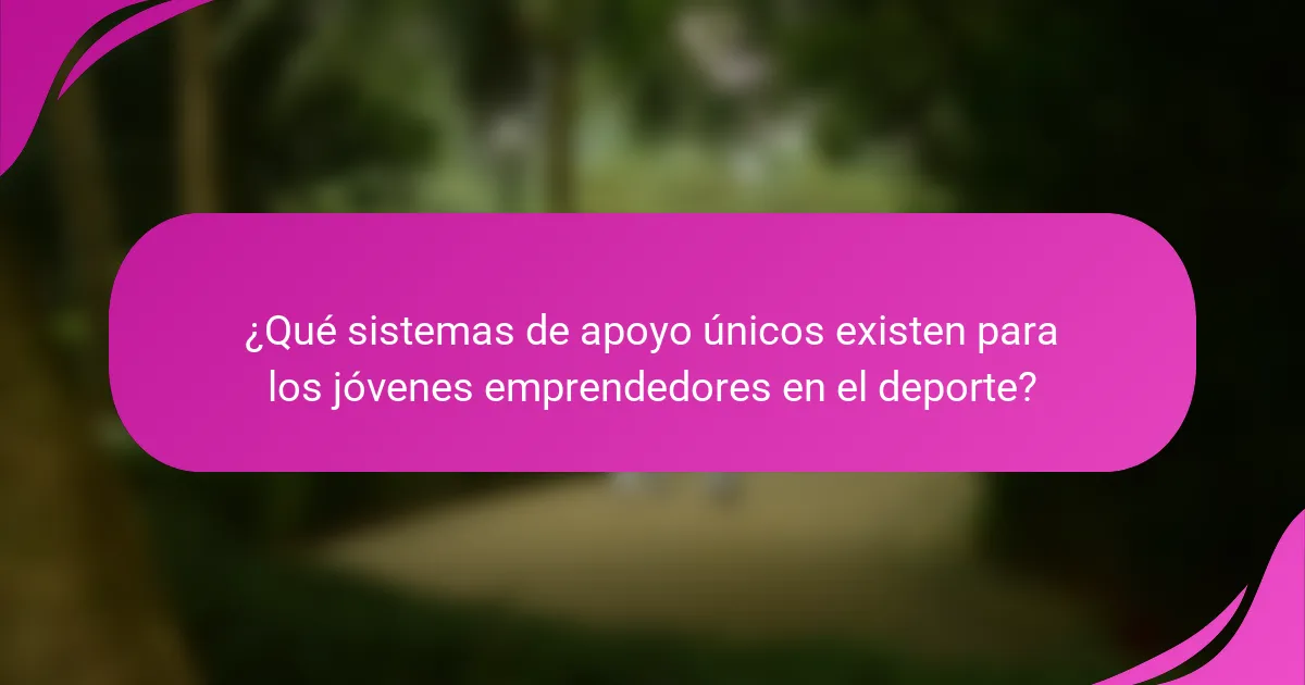 ¿Qué sistemas de apoyo únicos existen para los jóvenes emprendedores en el deporte?